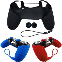 Anti Slip Rubber Protective Skin Case For Dualshock 4 PS4 Pro Slim Controller Cover With Hand Wrist strap 2 Silicone Analog Grip