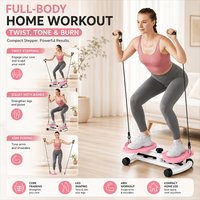 Indoor Twist Waist Stepper with Resistance Bands Mini Home Workout Machine for Full-Body Toning Cardio Thin Waist Thin Legs