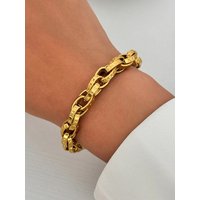 Multiple Embossed Chain Design Bracelets for Women Bangle Chunky Jewelry Stainless Steel 18k Gold Plated Tarnish Free Waterproof