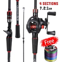 Sougayilang Baitcasting Fishing Rod and Reel Full Set 1.8~2.1m Carbon Fiber Rod and 7.2:1 Gear Ratio Baitcasting Reel for Bass