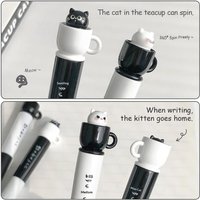 New Cute Teacup Cat Gel Pens 0.5mm Fun Animal Quick Dry Pen Creative Rotating Cat Pocket Pen For School & Office Use