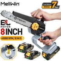 MELLWIN 8-calowa bezszczotkowa piła elektryczna, akumulatorowa piła łańcuchowa, piła do przycinania w ogrodzie, narzędzie do cięcia drewna, kompatybilna z akumulatorem Makita 18V.
