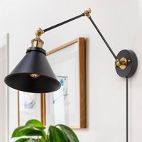 Retro American Wall Lamp, Retro LED Lamp, E27 Lamp Holder, Metal Black Material, Decorative Lighting (Excluding Bulbs).