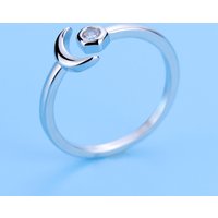 925 Sterling Sliver Rings Shining Zircon Moon for Women Wedding Engagement Jewelry Fashion Classic Gift High Quality