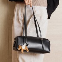 TOPTRENDS Cowhide Leather Underarm Shoulder Bags For Women 2026 Vintage Retro Work Office Bowling Tote Handbags For Daily Use
