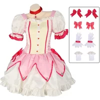 Kaname Madoka Cosplay Costume Wig Anime Puella Magi Madoka Magica Pink Ball Dress Halloween Party Uniform Outfit for Women Girl