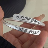100% Solid 925 Sterling Silver Retro Bracelet for Women Men Vintage Handmade Cloud Pattern Simple Bracelet Birthday Gift