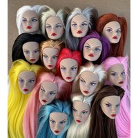 1/6 Scale PP Doll Heads with Beige Skin Tone And Colorful Hair for Collectible Figures Playing Doll Accessories
