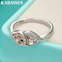 925 Sterling Silver MOM Double Round 7-10# Ring For Women Wedding Engagement Party Fashion Charm Jewelry