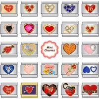 Romantic Valentine's Day Colorful Letter Love Heart Italian Charm Links Fit 9mm Stainless Steel Bracelet DIY Making Jewellry