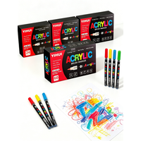 12-60 Colors Acrylic Paint Marker Pens Set Water Based Acrylic Paint Pens with Flexible Brush Tip for Rock Painting Metal Fabric
