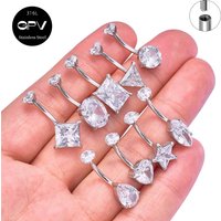 1/2PCS 316L Implantable Stainless Steel Multiple CZ Navel Rings Women's Perforated Jewelry Umbilical Nails Umbilical Jewelr