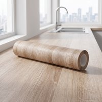 Light Oak Wood Grain Self Adhesive Contact Paper, Waterproof Oil Proof Anti Scratch Vinyl Sticker for Kitchen Countertop Cabinet