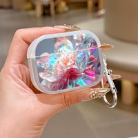 Iridescent Peony Flower Protective Case for AirPods 4/3/2/1 Earbuds Case For AirPods Pro3/Pro2/Pro Earphone Cover With Keychain