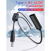 Universal USB C to DC 5.5x2.1mm Power Cable 100W PD 5V/9V/12V/15V/20V Adjustable Boost Line with 10 Connectors
