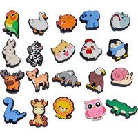 20Pcs Cartoon Animal Elephant Zebra Rabbit Shark Dog PVC Sandals Garden Shoe Charms Decoration Clogs Pins Slipper Accessories