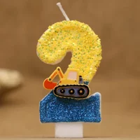 Cute Fashion Creative Engineering Car Excavator Number Birthday Cake Candle Gift Decoration Handmade Birthday Candle Boy Party