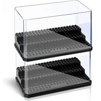 Display Case Clear Shelf Wide 3 Tier Box for Minifigures - Acrylic Protector for Small Pop Figures - Transparent Showcase Storag