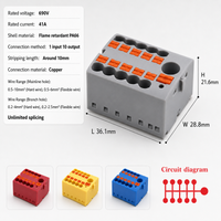 DIN Rail Push-in Wire Connector Terminal Block One in Multiple out Distribution Junction Box Splitter for Electronics