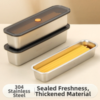 1Pc 304 Stainless Steel Noodle Storage Box With Micro-Vacuum Seal Airtight Leak-Proof Container For Pasta Spaghetti Dry Food
