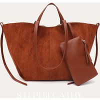 Women's Classic Soft Faux Suede PU Leather Large Tote Simple Large Capacity Shoulder Handbag Purse Daily Shopping Commute Winter