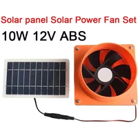 10W 12V Solar Panel And Fan Set Electric 4" Straight 130CFM Silent Exhaust Fan For Houses/chicken Coops/RVs And Greenhouses