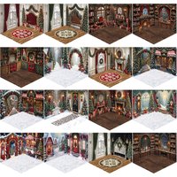 Christmas Room Backdrops Hearboard Fireplace Barn Santa Workshop Xmas Mail Nutcracker Props Kids Adult Photography Backgrounds