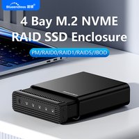 Aluminum M2 4-Bay USB4 External NVME SSD Enclosure M.2 NVME 4 Bay 40Gbps M.2 NVME RAID SSD Enclosure Case with Cooling Fan