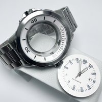 47mm silver NH35 movement stainless steel case, paired with black rubber/stainless steel strap, men's mechanical wristwatch