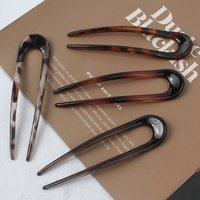 Korean Solid Color U-Shaped Hair Fork For Women Girls Elegant Acetate Acrylic Geometric Hairpin Headwear Hair Accessories
