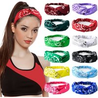 6Pcs Paisley Print Knotted Headbands, Wide Elastic Boho Turban Hairbands, Sweat Absorbent Sports Yoga Headwraps for Women