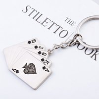 Stainless Steel Poker Keychain Polishing Black A Poker Key Ring for Women Men Durable Metal Jewelry Bag Pendant Gift