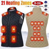 Women 21 Zones Electric Heating Vest Autumn and Winter USB Heated Vest Electric Heating Thermal Vest Heated Jackets Heated Coat