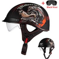 AliExpress NONE Retro Motorcycle Helmet Double Lens Vintage Cycling Capacete De Moto Helmet Men Women Vintage Scooter Half Helmet DOT Approved