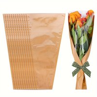 10pcs Transparent Bouquet Packaging Bag, Kraft Paper Flower Packaging Bag, Suitable for Weddings, Birthdays, and Holiday Gifts