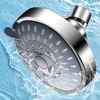 4 Inch Shower Nozzle High Rotating Showerhead 5 Modes High Flow Angle-Adjustable Leakproof for Luxury Shower Experience