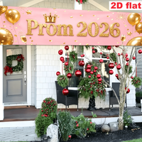 Pink/Black Gold Prom 2026 Banner Graduate Decoration 2026 for Outdoor Backdrop Decor Congratulation Graduation Party Supplies