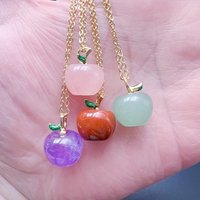 1pc Natural Crystal Necklace Fashion Fruit Shape For Women Gemstone Healing Crystal Quartz LuckyCharms Chakra Reiki Energy Stone