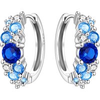 PANPOKI S925 Sterling Silver Blue Gradient Earrings Hoop Earrings Women Jewelry Original Trendy Anniversary Gifts