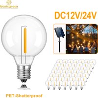G40 Low Voltage DC12V 24V Led Light Bulbs 1W E12 Retro Plastic Replace Bulb For Off-Grid Solar String Light Battery Camping RV
