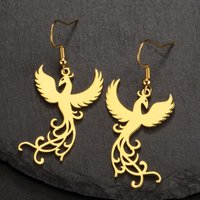 LIKGREAT Classic Phoenix Bird Wing Animal Earrings for Women Fashion Cute Drop Pendant Stainless Steel Personality Birthday Gift