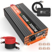 1500W Rated 3000W Peak Pure Sine Wave Power Inverter 12V to 230V LCD display EU plug USB port for Caravan Truck Camping Off-Grid