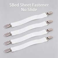 Dual-head metal sheet fasteners with adjustable elastic straps, anti-slip design to secure all bed sheets and bedding.