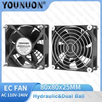 YOUNUON 80X80X25MM AC110V-240V Desktop 2 Wires FAN Hydraul Dual Ball FAN Axial for Server Rack Industrial Case Cooling