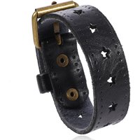 Retro Cowhide Wristband Hollow Five-pointed Star Bracelets Bangles for Men Punk Rock Personality Simple Creative Accessories