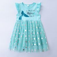 Robe de princesse d'été en coton pour filles, sirène brodée en maille à pois, SH1803