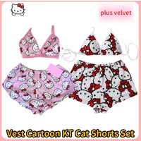 2026 New Kitty Pajamas Women'S Vest Cartoon Kt Cat Shorts Underwear Set Wear Casual Loungewear Outside Birthday Gifts Hot Sell