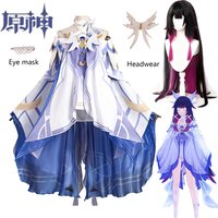 Game Genshin Impact Columbina Cosplay Costume Wig Anime Columbina Cosplay Genshin Dress Halloween Costumes for Women Adult