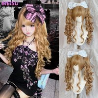MEISU 24 Inch Lolita 2 Ponytail Wig Blonde Synthetic Fiber Layered Hair Heat-Resistant Natural Smooth Selfie Party Cosplay Women