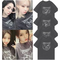 Kpop KARINA GISELLE WINTER NINGNING Concert Same T-shirt Gray Summer Tops Fashion Short Sleeve Tee for Fans Women Clothing